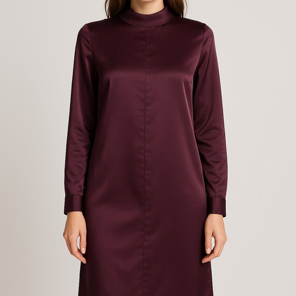 Inclán Studio Houston Silk Shift Dress Size 2 Eggplant Purple NWT $330 Sample